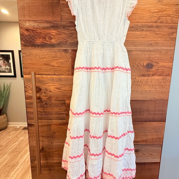 CELINA MOON Flavia White and Pink Cotton Maxi Dress - Picture 4 of 10